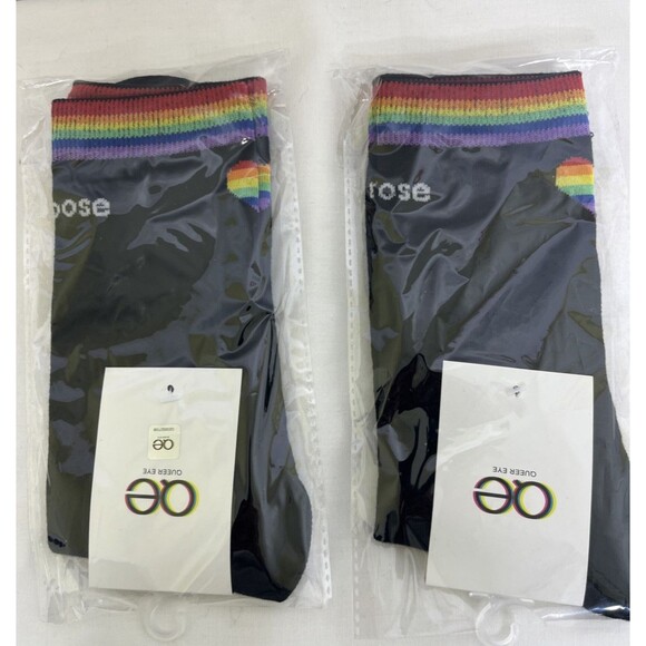 Lot of 2 Queer Eye Socks Choose Kindness Black Rainbow One Size NEW - Picture 3 of 6